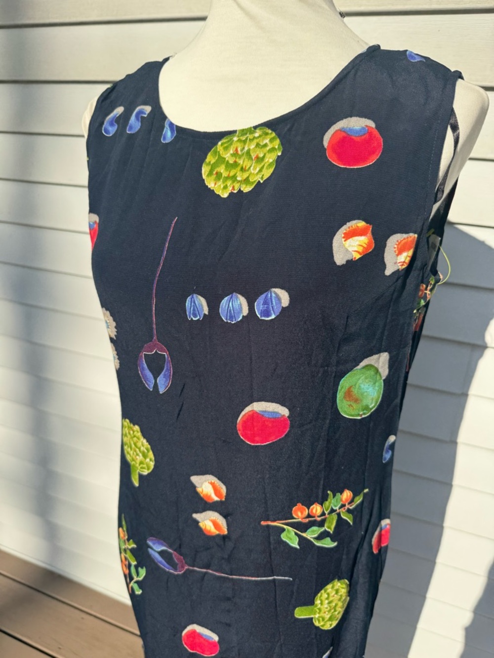 Vintage 90s Liz Claiborne Size 6 Sleeveless Tank Maxi Dress vegetables garden